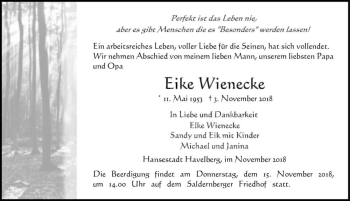 Traueranzeige von Eike Wienecke  von Magdeburger Volksstimme