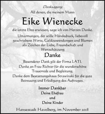 Traueranzeige von Eike Wienecke  von Magdeburger Volksstimme