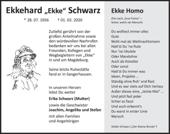 Traueranzeige von Ekkehard 