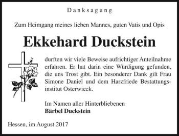 Traueranzeige von Ekkehard Duckstein  von Magdeburger Volksstimme