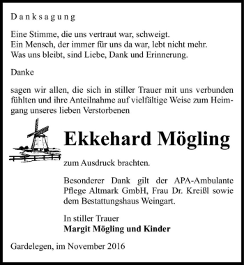 Traueranzeige von Ekkehard Mögling  von Magdeburger Volksstimme