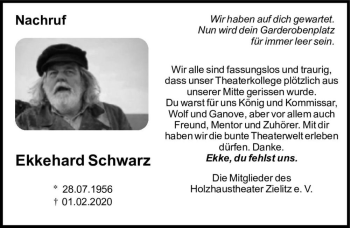 Traueranzeige von Ekkehard Schwarz  von Magdeburger Volksstimme