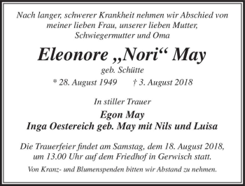 Traueranzeige von Eleonore 