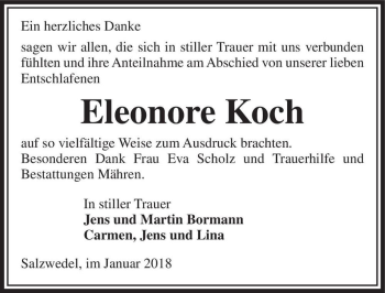 Traueranzeige von Eleonore Koch  von Magdeburger Volksstimme