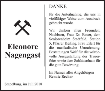 Traueranzeige von Eleonore Nagengast  von Magdeburger Volksstimme
