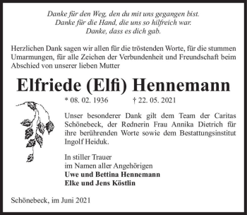 Traueranzeige von Elfriede 