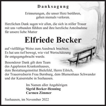 Traueranzeige von Elfriede Becker  von Magdeburger Volksstimme