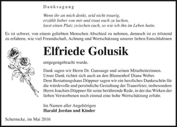 Traueranzeige von Elfriede Golusik  von Magdeburger Volksstimme