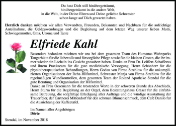 Traueranzeige von Elfriede Kahl  von Magdeburger Volksstimme
