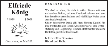 Traueranzeige von Elfriede König  von Magdeburger Volksstimme