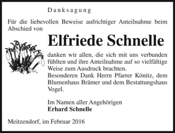 Traueranzeige von Elfriede Schnelle  von Magdeburger Volksstimme