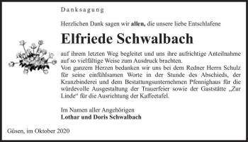 Traueranzeige von Elfriede Schwalbach  von Magdeburger Volksstimme