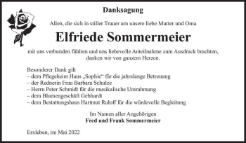 Traueranzeige von Elfriede Sommermeier  von Magdeburger Volksstimme
