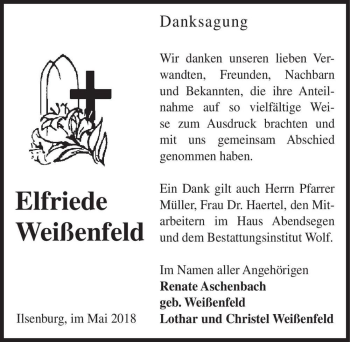 Traueranzeige von Elfriede Weißenfeld  von Magdeburger Volksstimme