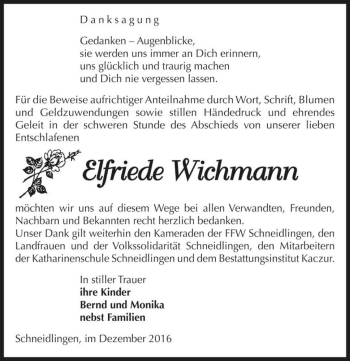 Traueranzeige von Elfriede Wichmann  von Magdeburger Volksstimme