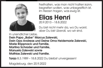 Traueranzeige von Elias Henri  von Magdeburger Volksstimme