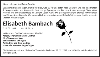 Traueranzeige von Elisabeth Bambach  von Magdeburger Volksstimme