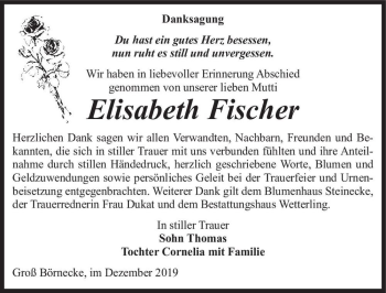 Traueranzeige von Elisabeth Fischer  von Magdeburger Volksstimme