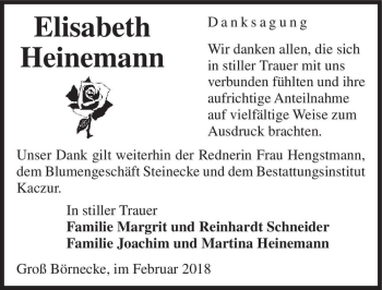 Traueranzeige von Elisabeth Heinemann  von Magdeburger Volksstimme