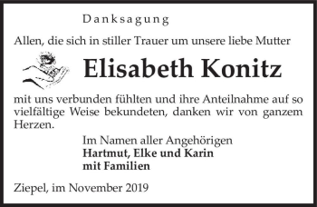 Traueranzeige von Elisabeth Konitz  von Magdeburger Volksstimme