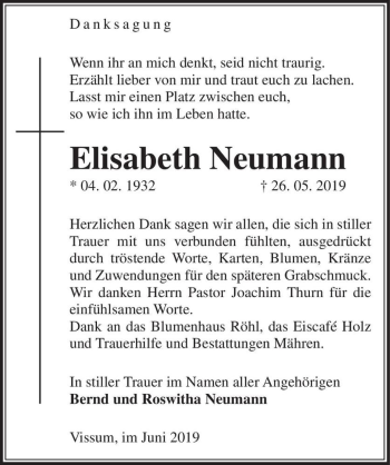 Traueranzeige von Elisabeth Neumann  von Magdeburger Volksstimme