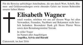 Traueranzeige von Elisabeth Wagner  von Magdeburger Volksstimme