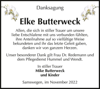 Traueranzeige von Elke Butterweck  von Magdeburger Volksstimme