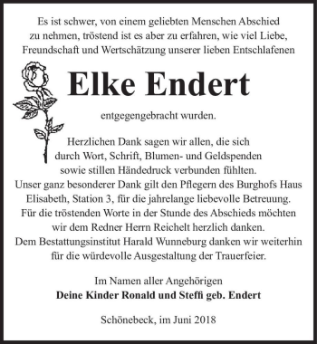 Traueranzeige von Elke Endert  von Magdeburger Volksstimme