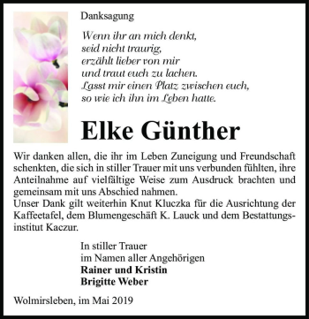 Traueranzeige von Elke Günther  von Magdeburger Volksstimme