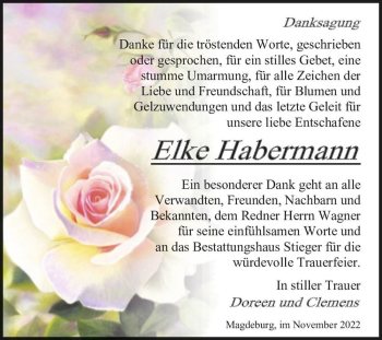 Traueranzeige von Elke Habermann  von Magdeburger Volksstimme