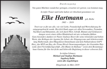 Traueranzeige von Elke Hartmann (geb. Bothe)  von Magdeburger Volksstimme