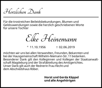Traueranzeige von Elke Heinemann  von Magdeburger Volksstimme