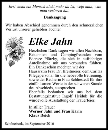 Traueranzeige von Elke Jahn  von Magdeburger Volksstimme