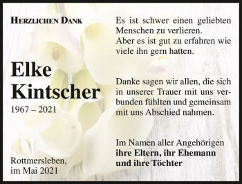 Traueranzeige von Elke Kintscher  von Magdeburger Volksstimme