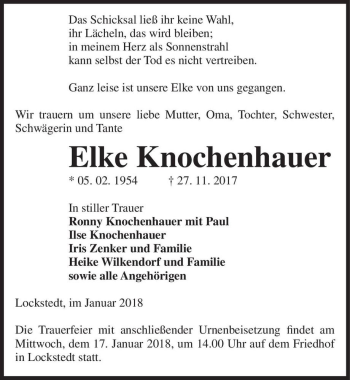 Traueranzeige von Elke Knochenhauer  von Magdeburger Volksstimme