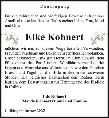 Traueranzeige von Elke Kohnert  von Magdeburger Volksstimme