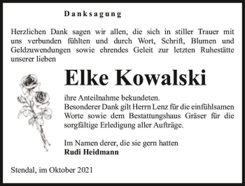 Traueranzeige von Elke Kowalski  von Magdeburger Volksstimme
