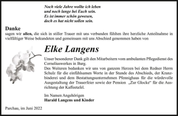 Traueranzeige von Elke Langens  von Magdeburger Volksstimme