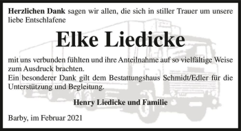 Traueranzeige von Elke Liedicke  von Magdeburger Volksstimme