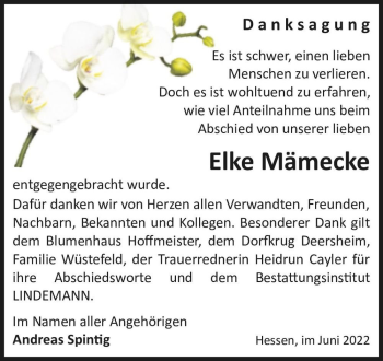 Traueranzeige von Elke Mämecke  von Magdeburger Volksstimme
