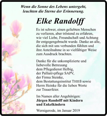 Traueranzeige von Elke Randolff  von Magdeburger Volksstimme