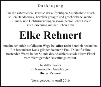 Traueranzeige von Elke Rehnert  von Magdeburger Volksstimme