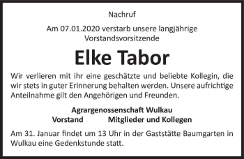 Traueranzeige von Elke Tabor  von Magdeburger Volksstimme