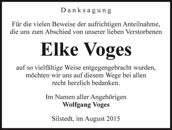 Traueranzeige von Elke Voges  von Magdeburger Volksstimme
