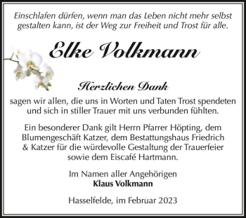 Traueranzeige von Elke Volkmann  von Magdeburger Volksstimme