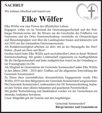 Traueranzeige von Elke Wölfer  von Magdeburger Volksstimme