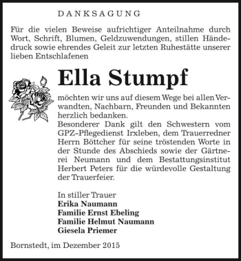 Traueranzeige von Ella Stumpf  von Magdeburger Volksstimme