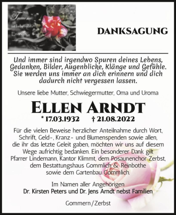 Traueranzeige von Ellen Arndt  von Magdeburger Volksstimme