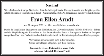 Traueranzeige von Ellen Arndt  von Magdeburger Volksstimme