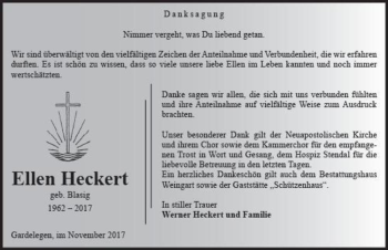 Traueranzeige von Ellen Heckert (geb. Blasig)  von Magdeburger Volksstimme